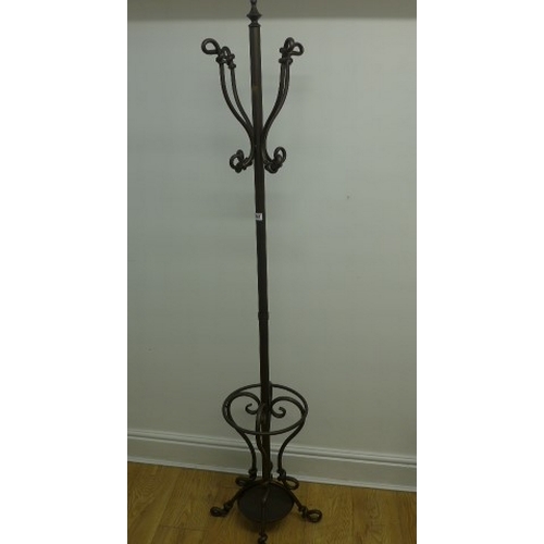 661 - A modern metal four branch coat hallstand 190 cm tall