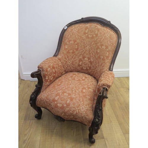 A modern Victorian style upholstered armchair - Height 90cm - in good condition