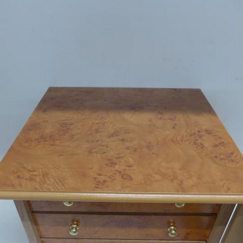 69 - A Humidoro burr wood effect cigar humidor cabinet with four drawers - in good condition - Height 32c... 