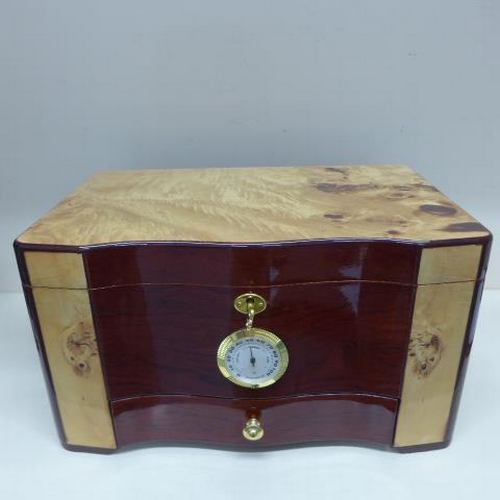 70 - A Cuban Crafters rosewood effect lockable cigar humidor with tray and base drawer - generally good