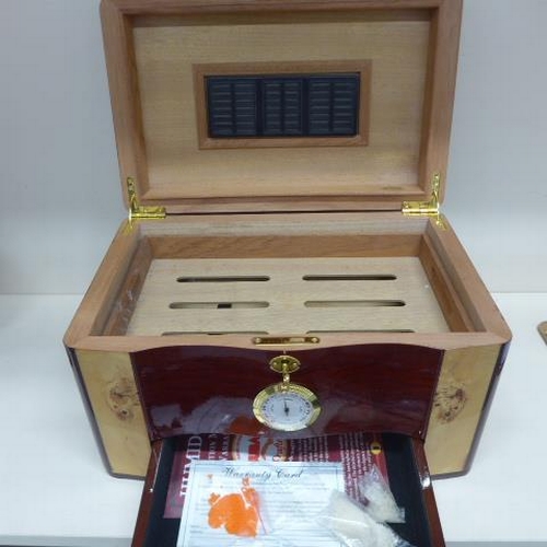 70 - A Cuban Crafters rosewood effect lockable cigar humidor with tray and base drawer - generally good