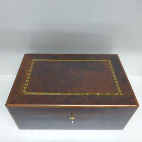 73 - A Dunhill burr wood cigar humidor with key - Height 15cm x 35cm x 23cm - in generally good condition... 