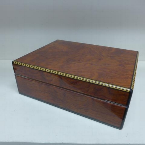 74 - A Dunhill burr wood cigar humidor - some staining to interior but overall good condition, with key -... 