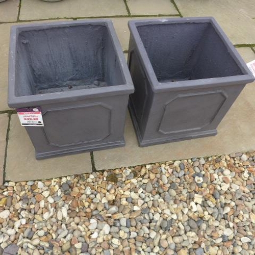 90 - A pair of Apta slate grey Frost Free fibre planters - 32cm x 32cm x 32cm - RRP: £79.98