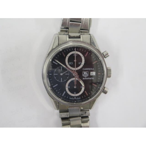A Gentleman's 2006 stainless steel Tag Carrera automatic bracelet wristwatch CV201BA07, 17380137 with 40mm case, boxed with paperwork, in running order, some general usage marks to case, bracelet and glass dial good