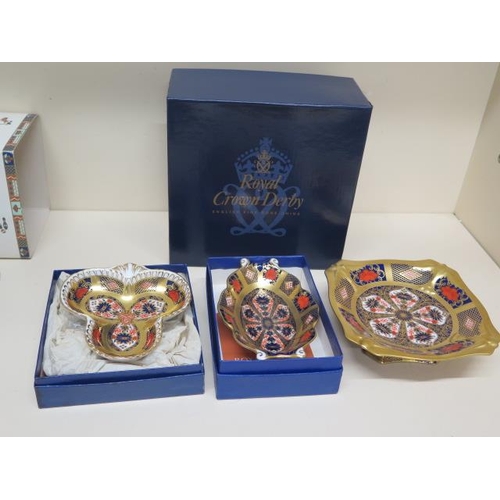 374 - Three Royal Crown Derby Imari dishes - all good and boxed