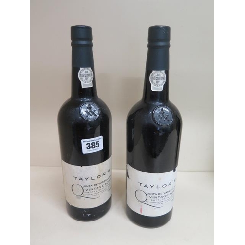 385 - Two bottles of Taylors Quinta de Vargellas 1984 Vintage Port - bottles in 1986 - both seals good