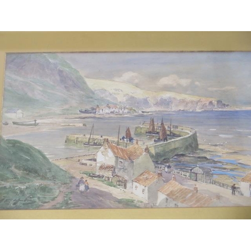 481 - T S Hutton (Thomas Swift Hutton 1865-1935) Watercolour Bournmouth, Berwick - in a gilt frame, frame ... 