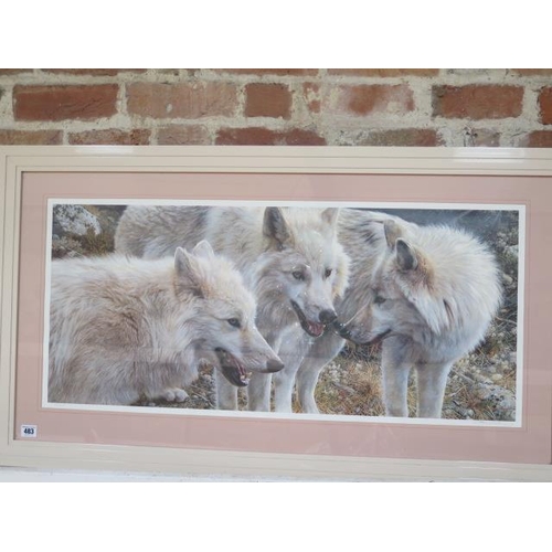 483 - A signed print Artic Wolves 784/6061 by Carl Brenders - Width 110cm x Height 62cm