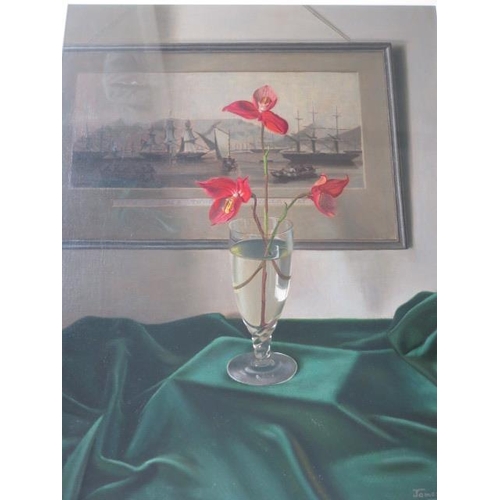 496 - James Eddie - Oil Still Life, framed and glazed - 74cm x 58cm - in good condition