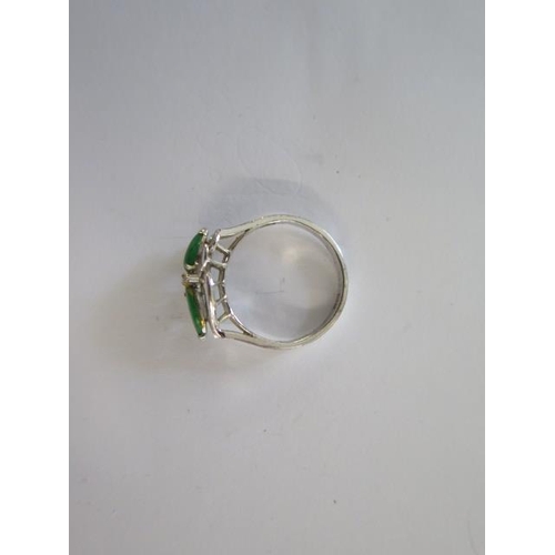 61 - A white metal Jade and Diamond ring marked 811 - ring size K - approx weight 1.7 grams - in good con... 