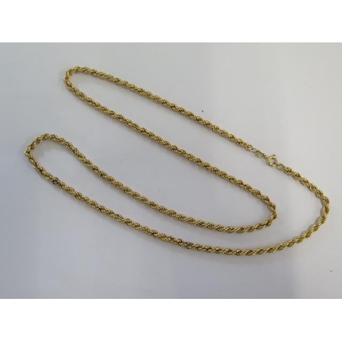 72 - A 9ct 375 yellow gold rope twist necklace - Length 64cm - approx weight 7.5 grams - in good conditio... 