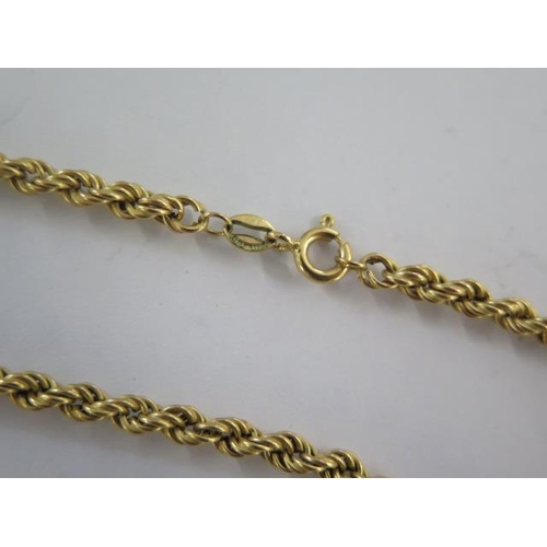 72 - A 9ct 375 yellow gold rope twist necklace - Length 64cm - approx weight 7.5 grams - in good conditio... 