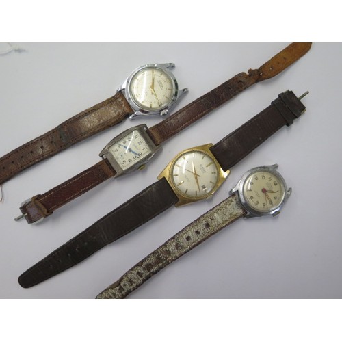 186 - A Bernex 17 Jewel automatic date wristwatch (working) an Oris watch, a Tusal watch and a Benson silv... 