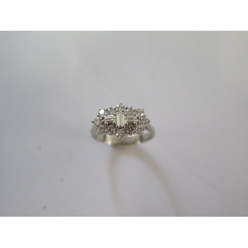 129 - A good quality 18ct white gold art deco style ring, diamond weight 1ct marked to the inside of the r... 