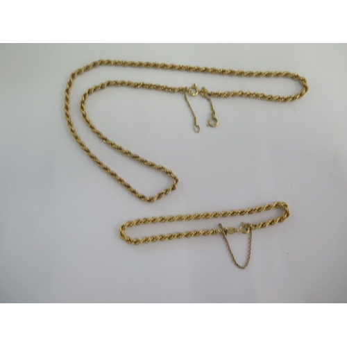 136 - A 9ct yellow gold rope twist 46cm necklace and a 9ct yellow gold bracelet - total weight approx 7.8 ... 