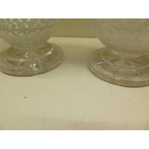 151 - A pair of silver top cut glass pourers with umbrella insert tops London 1890/91 - Height 24cm - etch... 