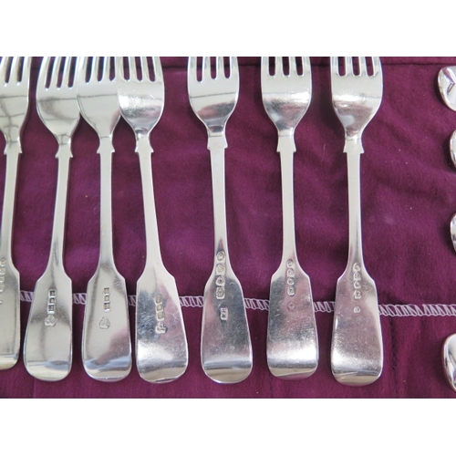 160 - A collection of 24 silver forks - 12 x 20cm and 12 x 17cm - assorted makers and dates - total weight... 