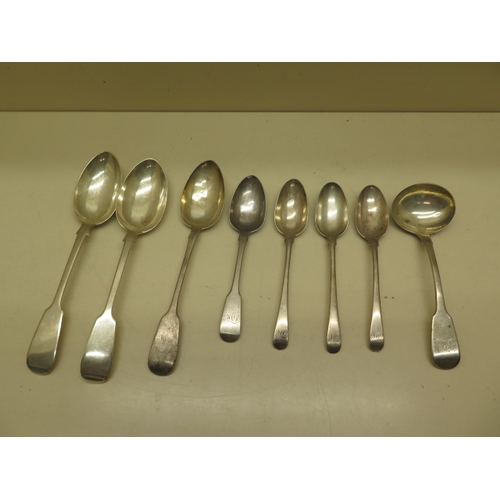 164 - Seven silver spoons and a ladle - total weight approx 13 troy oz