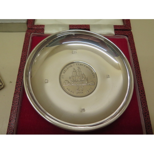 169 - A boxed silver Mappin and Webb Jubilee coin dish Birmingham 1977, a boxed coin dish London 1976 and ... 