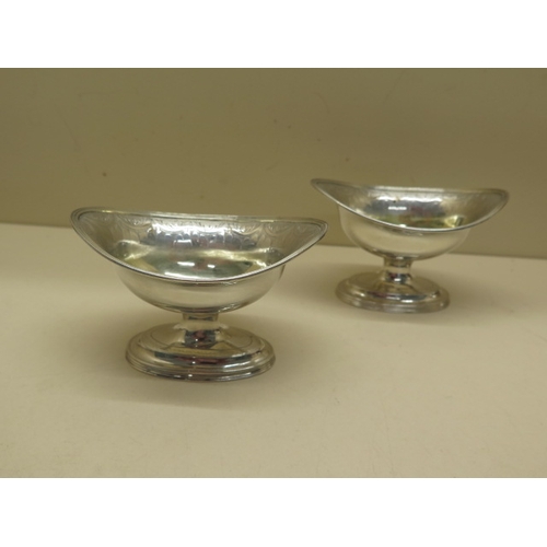 177 - A pair of Peter and Ann Bateman silver salts London 1796 total approx weight 5.2 troy oz - Width 11c... 