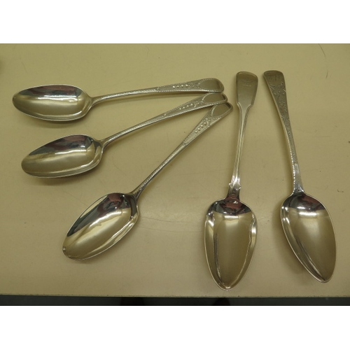 179 - Five silver tablespoons - three London 1784, one London 1819 and one London 1833 - total approx weig... 