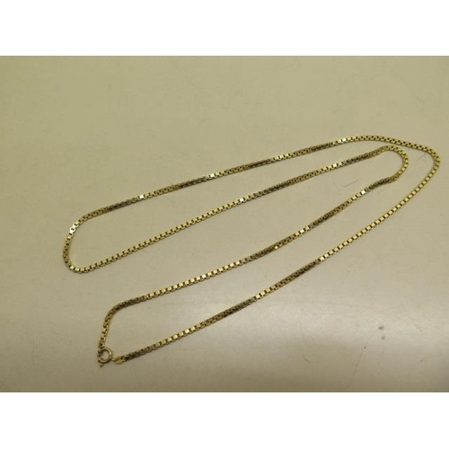 19 - A 14ct yellow gold 585, 78cm box link chain approx weight 31.9 grams - in good condition
