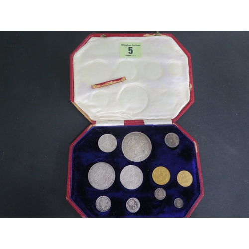 231 - A 1902 11 coin specimen set Edward VII including gold full sovereign and half sovereign, boxed - som... 