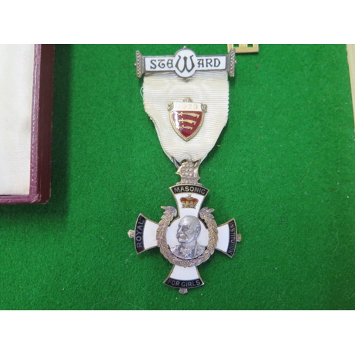 274 - Four silver gilt and enamel Masonic Jewel - Medallions and three base metal jewels - all good