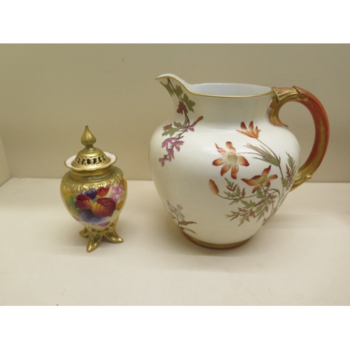 277 - A Royal Worcester foliate decorated jug - Height 18cm - some wear to gilt otherwise good and a Royal... 