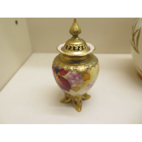 277 - A Royal Worcester foliate decorated jug - Height 18cm - some wear to gilt otherwise good and a Royal... 