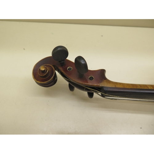 280 - A Czechoslovakia Antonius Stradivaris labelled violin with a two piece 34cm 13 1/4