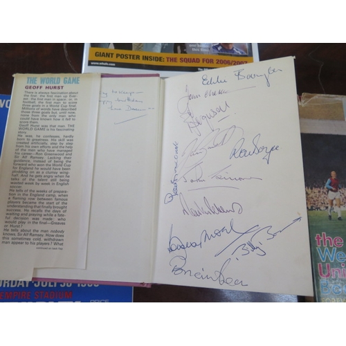 288 - Geoff Hurst signed edition of The World Game with other players signatures, The West Ham United Foot... 