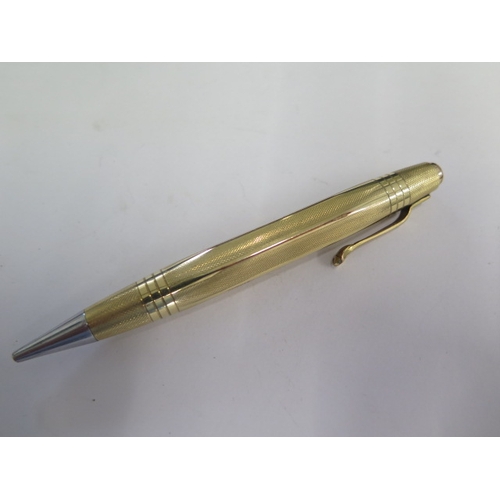 301 - A Mont Blanc gilt plated pencil - Length 11cm - mechanism seems seized, some wear to plate