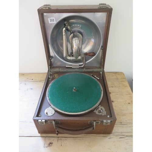 312 - A Decca portable picnic wind up gramophone - in running order