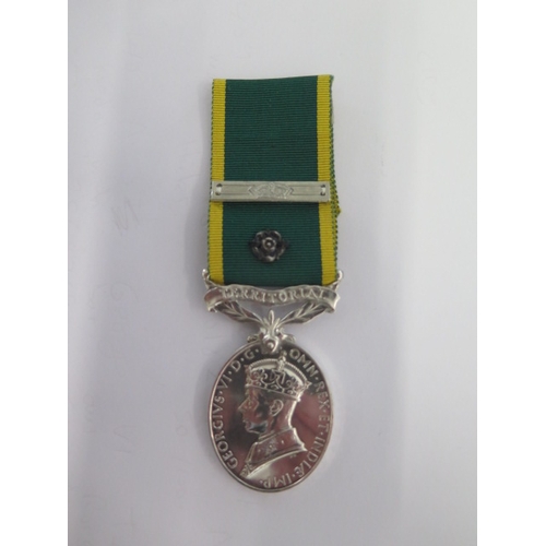 410 - A George VI Territorial medal with bar and rose to 2568769 C.Q.M Sjt K G Stacey R Signals