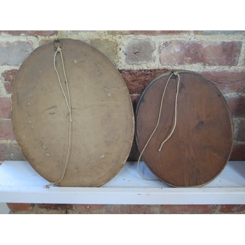 489 - Two 19th century needlework designs in oval gilt frames - Largest 42cm x 33cm