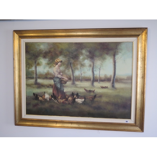 491 - An Italian oil on canvas Comtodimella by Luigi Rocca signed in a gilt frame size 93cm x 124cm - mino... 