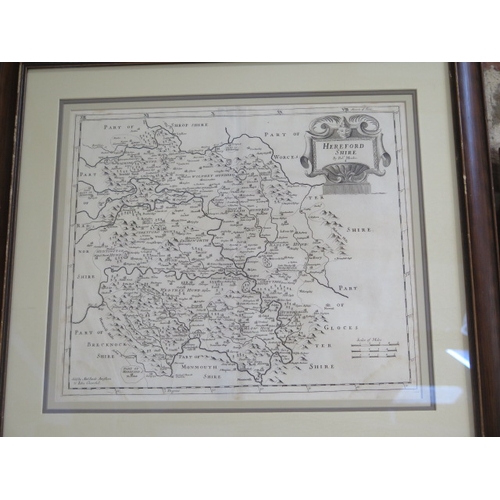 500 - A coloured map of Somerset by Blome and a map of Hertfordshire by Robert Morden - frame size 58cm x ... 