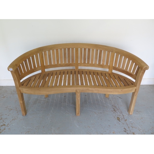 552 - A brand new premium teak banana bench - Width 160cm x Height 84cm x Depth 57cm