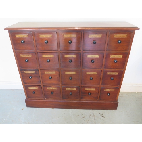 557 - A mahogany twenty drawer apothecary/chemist/alchemy chest - made by a local craftsman to a high stan... 