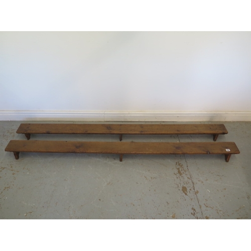 558 - A pair of stripped pine bench foot rests - Height 11cm x 198cm x 13cm