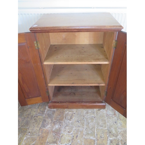 578 - A 19th century pitch pine cupboard with two panelled doors and three internal shelves 92 cm tall x 6... 