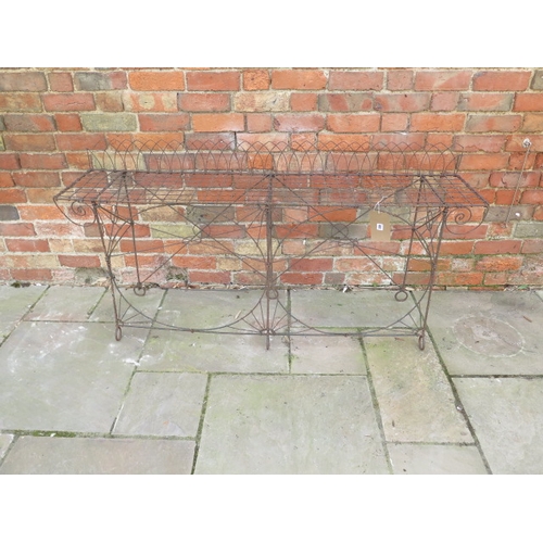 603 - A large Victorian wirework plant stand - Width 158cm x Depth 40cm x Height 73cm