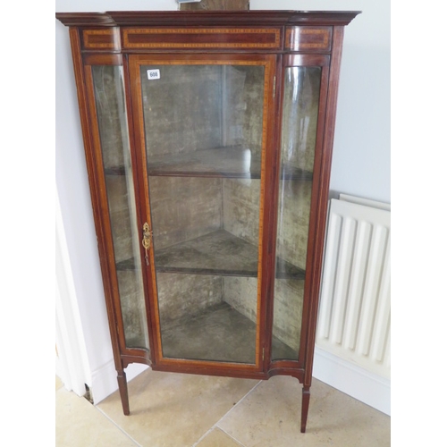 608 - An Edwardian inlaid mahogany corner display cabinet with a single door - Height 138cm x Width 75cm -... 