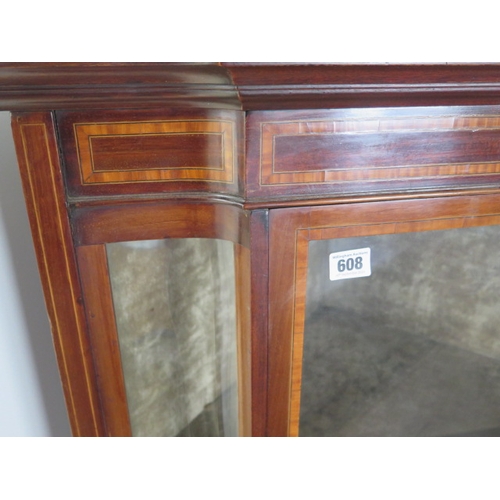 608 - An Edwardian inlaid mahogany corner display cabinet with a single door - Height 138cm x Width 75cm -... 