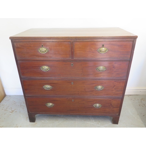 616 - A Georgian mahogany five drawer chest on bracket feet - Height 101cm x 105cm x 51cm