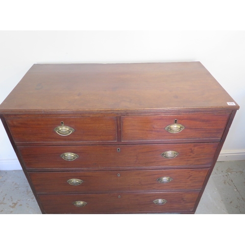 616 - A Georgian mahogany five drawer chest on bracket feet - Height 101cm x 105cm x 51cm