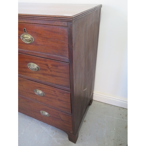 616 - A Georgian mahogany five drawer chest on bracket feet - Height 101cm x 105cm x 51cm