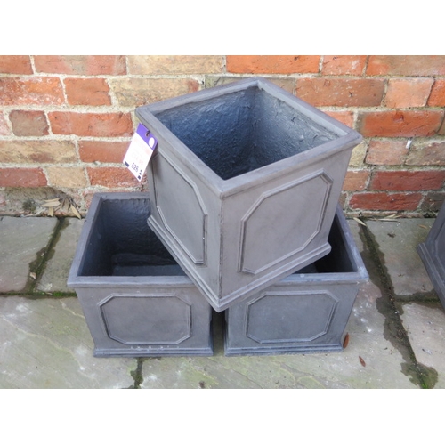 626 - Three Apta slate grey cube planters - RRP £74.97